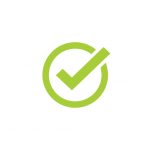 Tick icon vector symbol, green checkmark isolated, checked icon or correct choice sign, check mark or checkbox pictogram