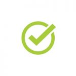 Tick icon vector symbol, green checkmark isolated, checked icon or correct choice sign, check mark or checkbox pictogram